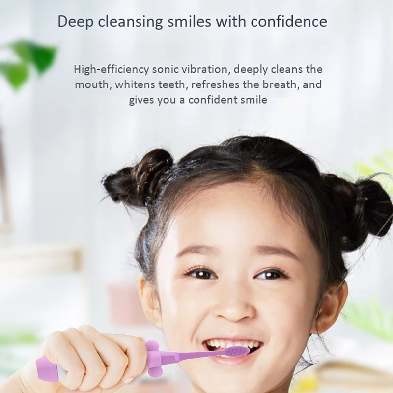 Kids Electric Toothbrush Cartoon Pattern Double-Sided Brush Electric Toothbrush for Kids with 2Pcs Replacement Head