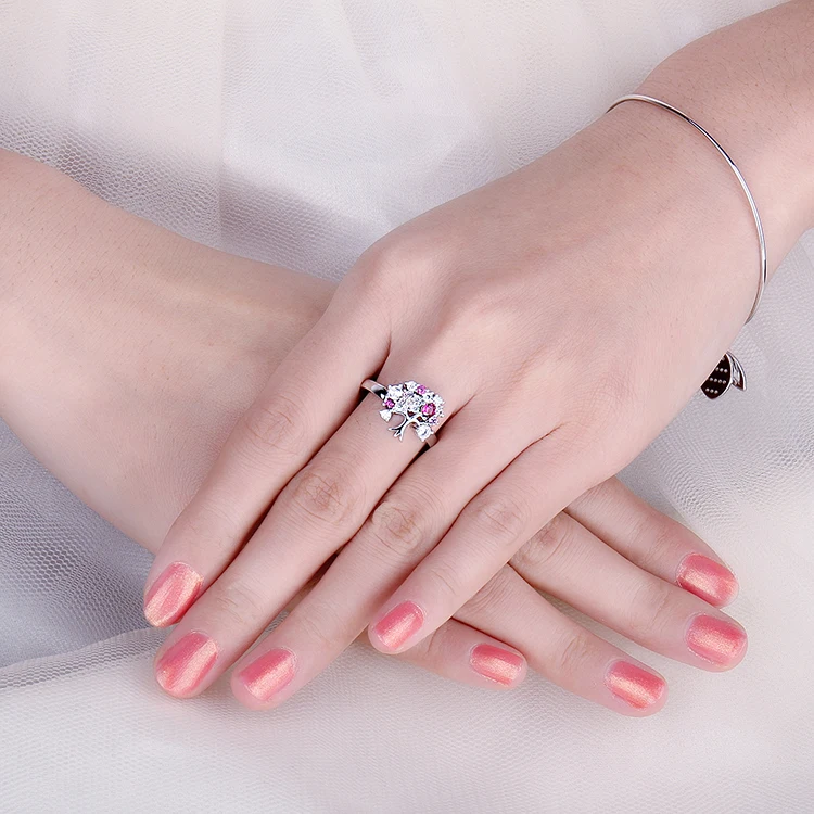 JewelryPalace Древо жизни созданное красное рубиновое кольцо 925 пробы серебряные кольца для женщин вечернее кольцо серебро 925 ювелирные изделия