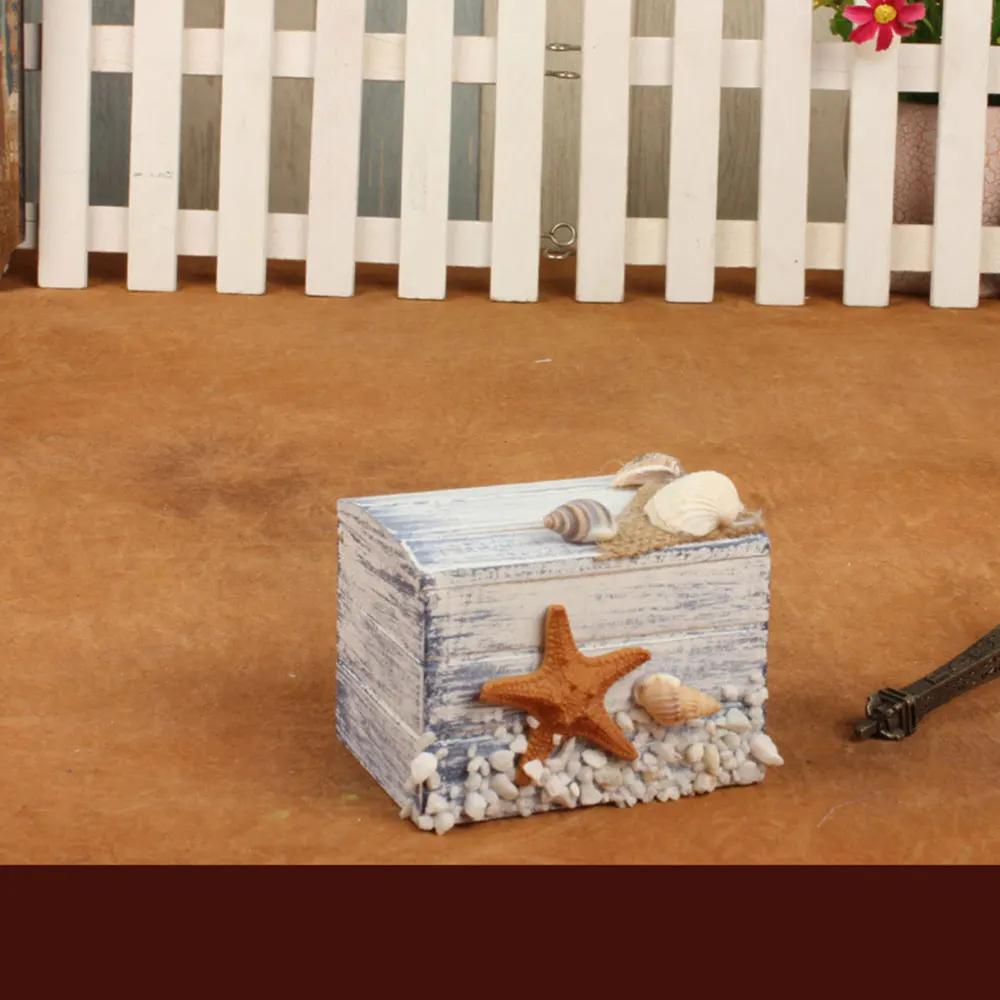Jewelry Storage Box Mini Home Colorful Jewellery Storage Case Sailboat Pattern Wood Craft