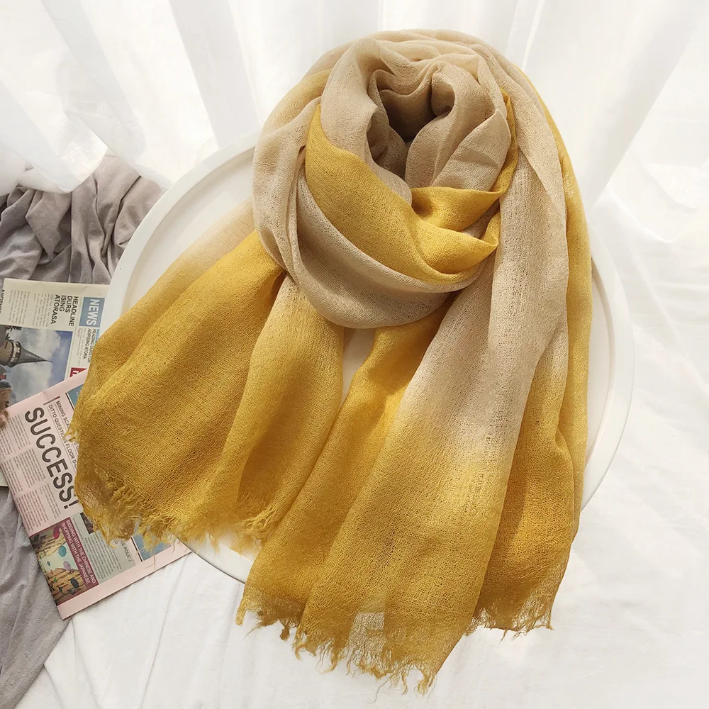 

Women Scarf Shawl Prime Fashion Color Gradient Wool Cotton Scarves Ladies Wraps 200*90cm