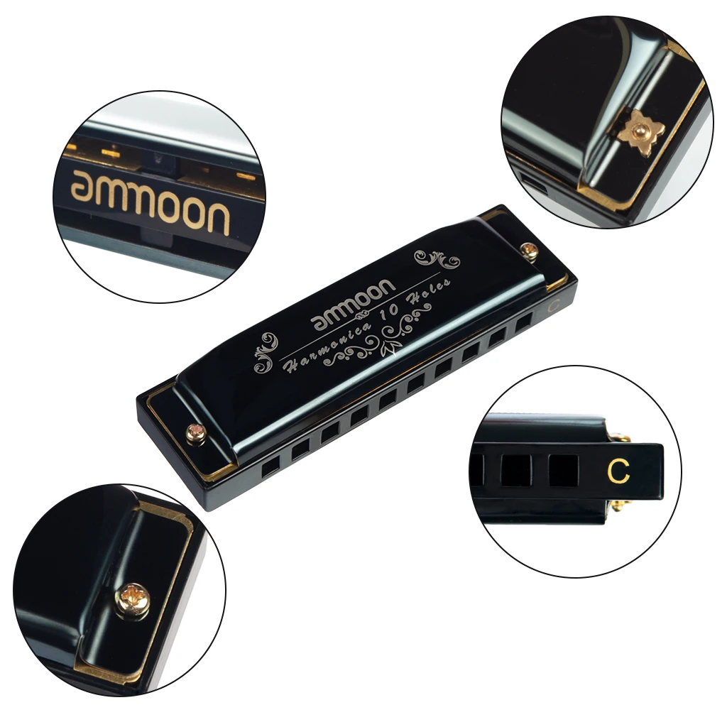 ammoon 10 Holes 20 Tones Blues Harmonica Mouth Organ Key of C with Storage Case for Kids Beginners Students Musical Gift