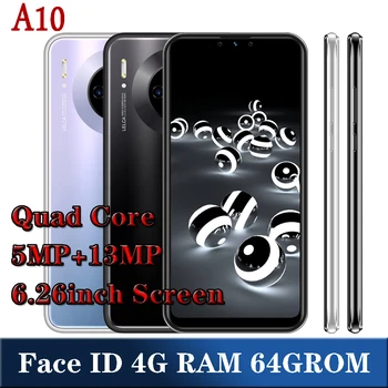 

A10 smartphones 4G RAM 64G ROM 13MP android mobile phones face ID unlocked cheap celulares Global version 3G WCDMA wifi 6.26INCH
