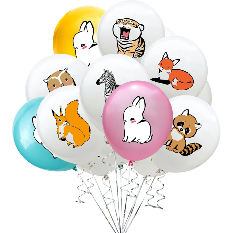 

10Pcs/set Forest Animal Printed Latex Balloons Wedding Decorations Happy Birthday Party Supplies Jungle Party Animal Balloons