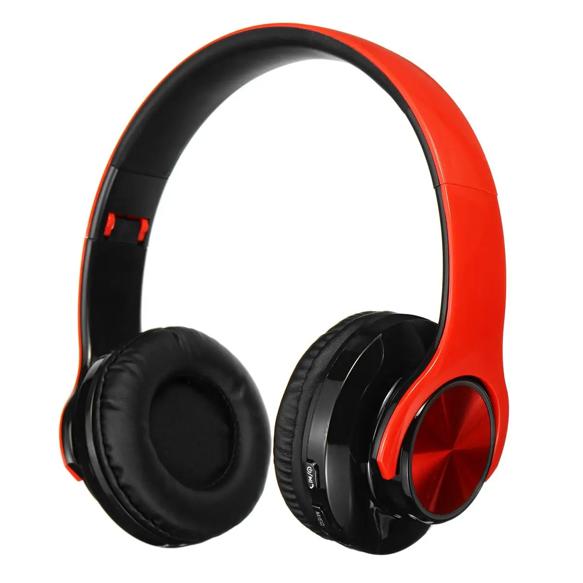 СВЕТОДИОДНЫЙ беспроводной bluetooth наушники Складная игровая гарнитура MP3 HD Стерео шумоподавление Поддержка TF карта для телефона - Цвет: Red Black