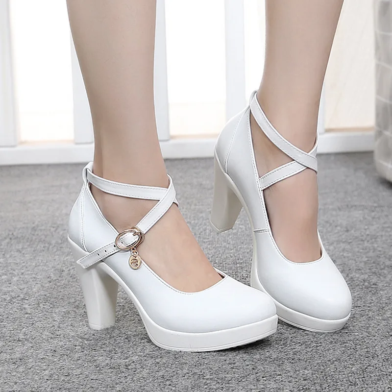 

With Cheongsam Shoes mo te xie Women's Chunky-Heel Waterproof Platform Low-Cut Leather Shoes Spring And Autumn Size Code WOMEN'S