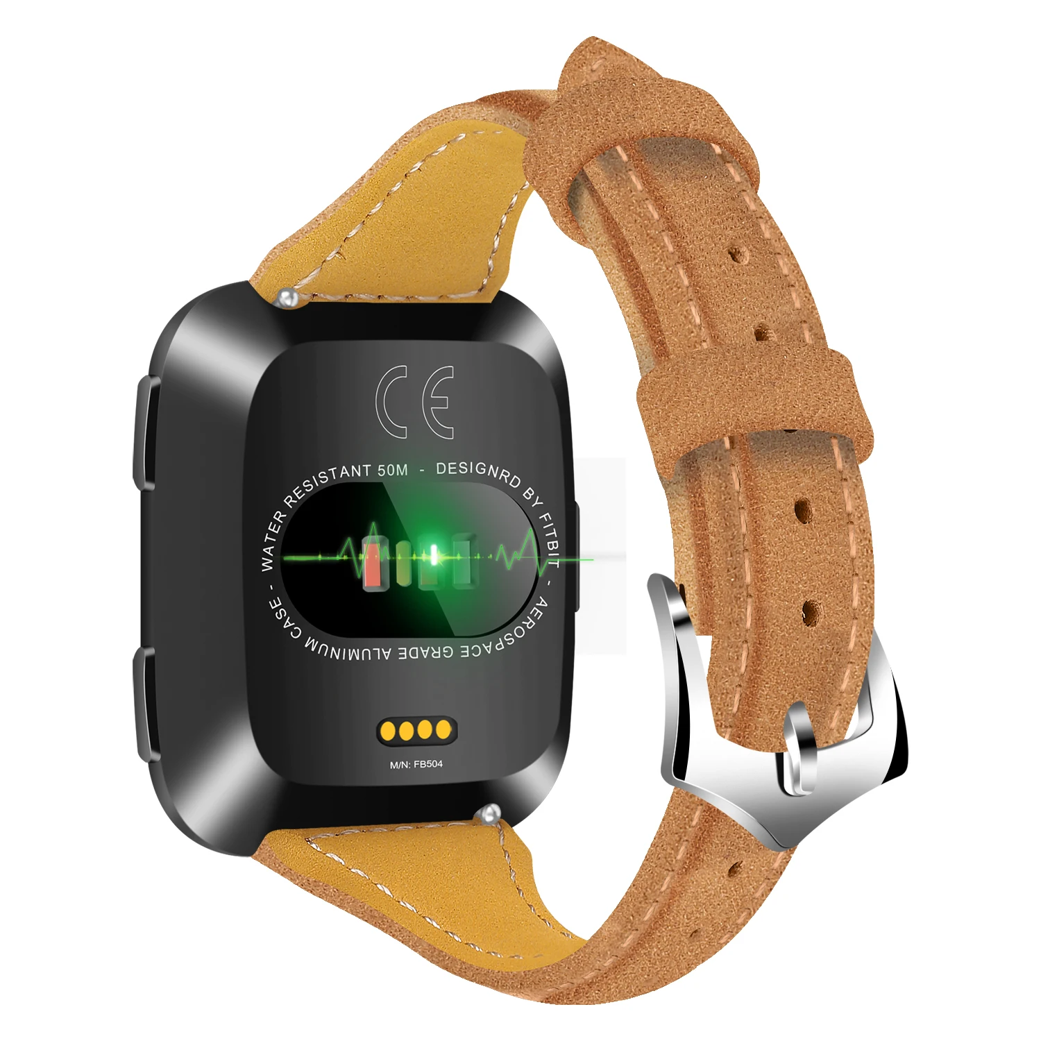 Joyozy индивидуальность Красивая воловья петля 20 мм ремешок для fitbit серии versa часы классический кожаный ремешок для fitbit versa часы - Цвет ремешка: Light brown