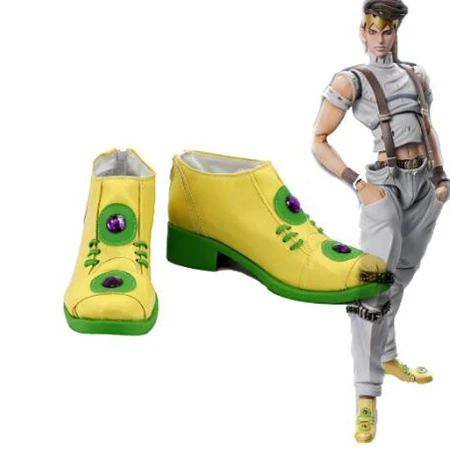 

Ботинки для косплея JoJo's Bizarre Adventure 4 Rohan Kishi, желтые мужские ботинки, индивидуальные аксессуары, обувь для Хэллоуина