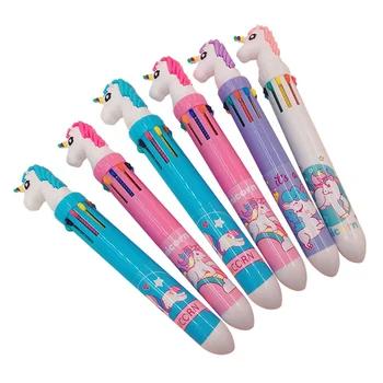 

Cute Cartoon Animal Unicorn BallpointPen Cartoon Marker Liner Pens 10-color BallPen Multi-Colored For Kid School Stationery Gift
