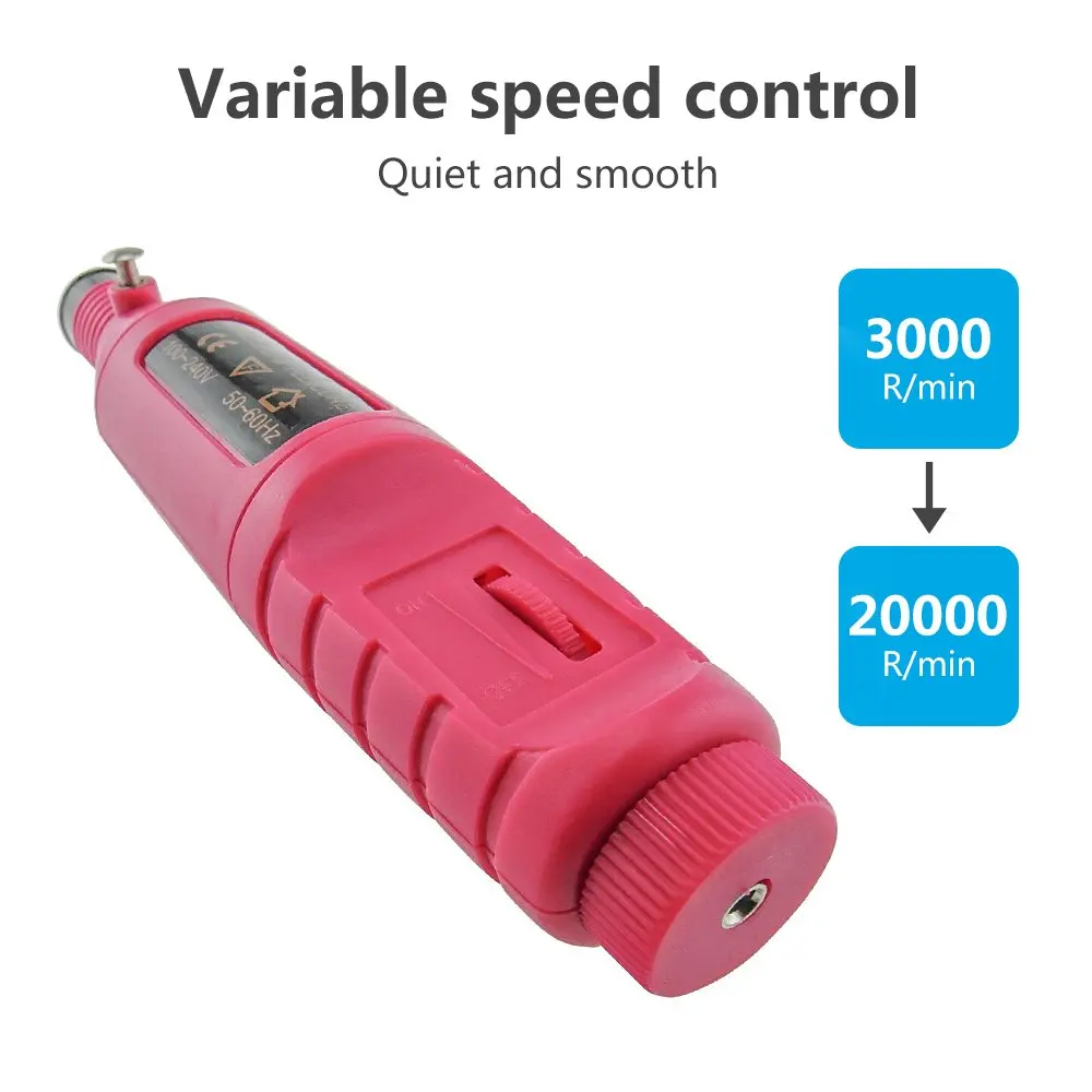 Pinkiou Электрический аппарат для сверления ногтей пилка для ногтей набор приборов для маникюра розово-красный