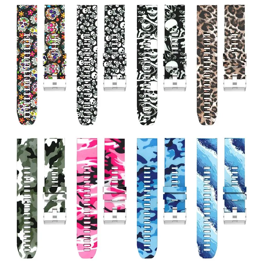 22 ремешок для часов мм с принтом силиконовый сменный Браслет аксессуары Garmin 935 Fenix