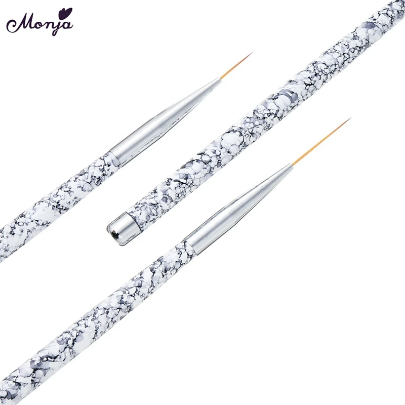 11/15/20mm 3pcs Nail Art Brush Marble Handle French Lines Painting Flower Grid Image Drawing Liner Pen Manicure Tool