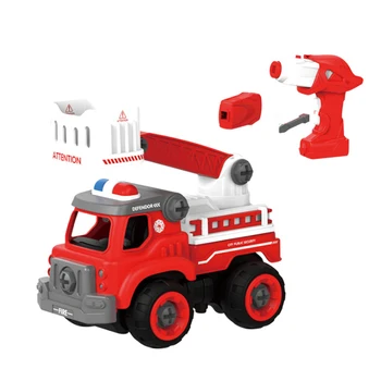 

RC Fire Truck Toy, Rescue Fire Truck Remote Control Assembled Car, Red Car Toy Set Powered Car Toys for Boys Girls Kids Gift