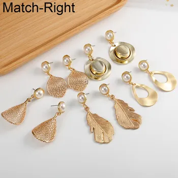 

Match-Right Women Statement Trendy Earrings For Women Geometric Big Cute Gold Color Dangle Drop Earrings Pendant Jewelry NR225
