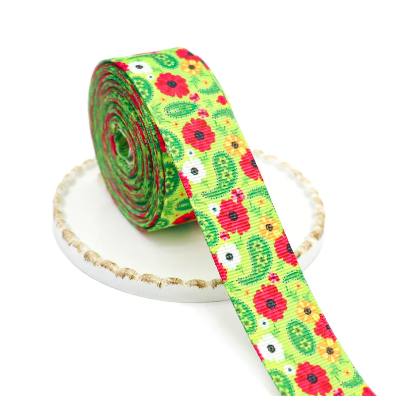 Ribbon Decoration,Ribbon Supplies,Grosgrain Ribbon,Sewing Ribbon,5 Yards 1" 25MM Flowers Printed Grosgrain Ribbons,For Hair Bows DIY Handmade Materials