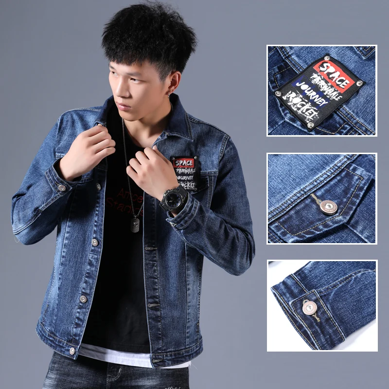 

Man Jean Male Jacket For Men Bomber Denim Jeans Jackets Casaco Masculino Men'S Coat Streetwear Blue Casual High Quality