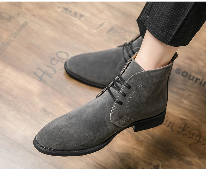 Mayba Jugend High-Top-Sneakers runde Zehen verschleiß feste britische Mode Stiefeletten Größe 38-48 – Detail 10