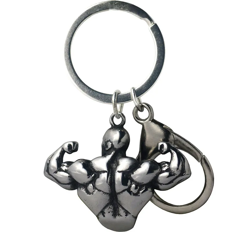 Keychains Sports Strong Muscle Man Keychain Bodybuilding Workout Key Rings For Car Wallet Bag Men Hip Hop 1 Poof keychains 