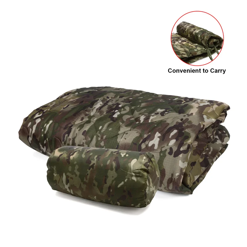 Military Tactical Army Poncho Liner Camouflage Water Repellent Woobie Quilted Blanket Suitable for Camping Shooting Hunting | Спорт и