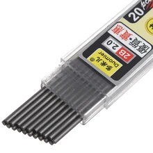 Remplacement de crayon automatique avec plomb de Graphite, 20 pièces/boîte 2.0mm, noyau 2B épais, recharge de crayon mécanique pour l'école et le bureau