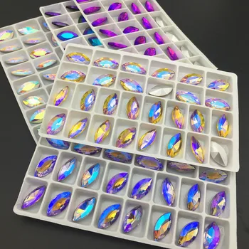 

AB colors All Sizes Navette Horse Eye Marquise Shape Glass Glue On Crystals Rhinestone Ornament Accessories Diy Trimming