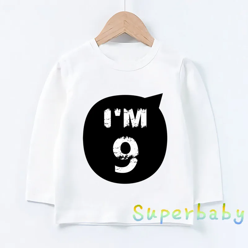 Детская футболка с надписью «Happy Birthday I'M» для детей 1-10 лет, Забавные топы с рисунками для маленьких мальчиков и девочек, Детская футболка с длинными рукавами, LKP5276 - Цвет: LKP5276-I
