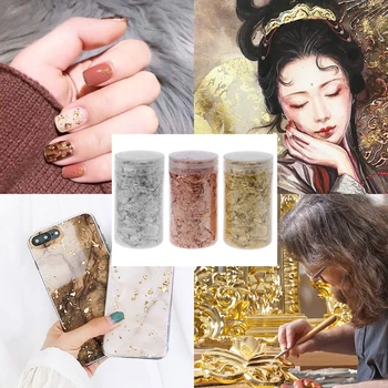 

5g Gold Silver Gilding Flakes Metallic Foil Flakes Resin Fillings Jewelry Making N58F