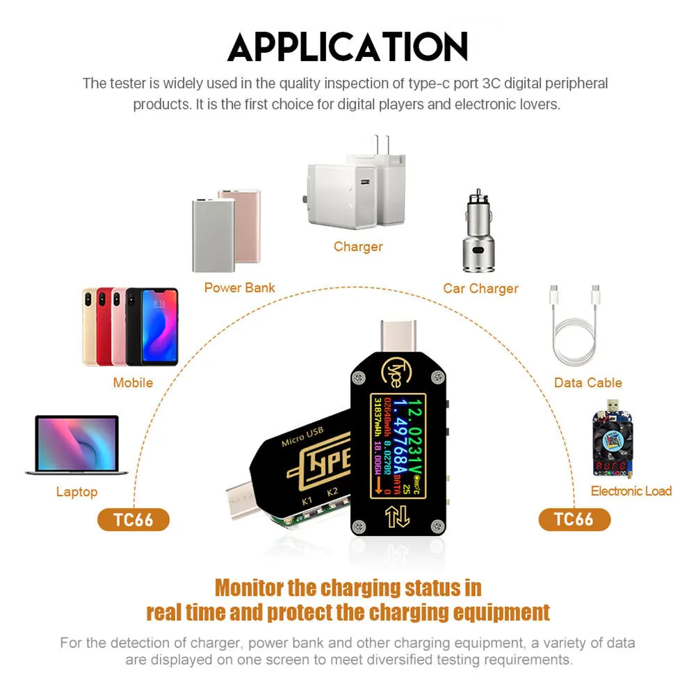 TC66/TC66C type-C PD триггер USB-C Вольтметр Амперметр Напряжение 2 способ измеритель тока мультиметр PD зарядное устройство батарея USB Тестер