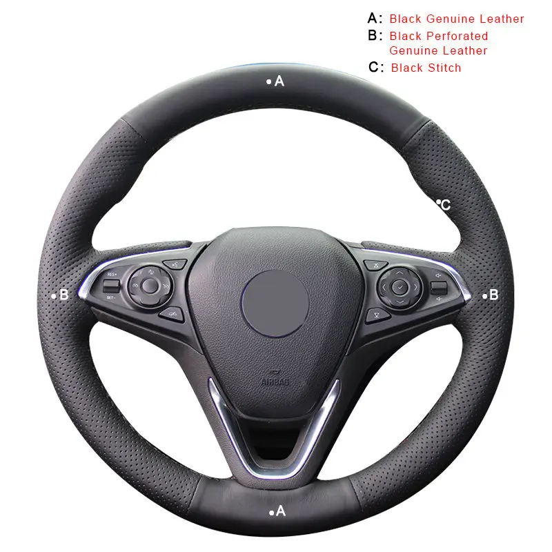 Genuine Leather Авто оплетка на руль Крышка для Buick Envision- ручная сшитая внутренняя Автомобильная оплетка колеса Чехлы для автомобиля-Стайлинг - Название цвета: Genuine Leather
