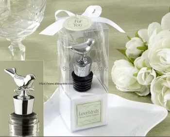 

50pcs Love bird chrome wine bottle stopper Wedding bridal shower party favor guest gift Love Birds bird Stoppers