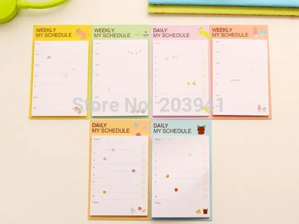 

1pack/lot New Fresh Weekly & Daily Students Schedule Notepad Sticky Note Memo Message Post Writing Planner Stickers