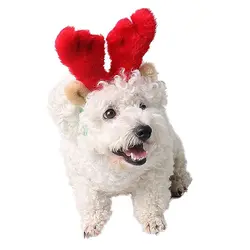 2020 Новогодняя и Рождественская повязка на голову для домашних животных, шапка с рогом оленя, костюм для собак, щенков, кошек, косплей