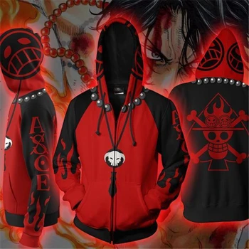 

ONE PIECE Edward Newgate Hoodies Cosplay Men 3D Hoodies Zip Up 3D Full Print Hoody Sweatshirt Spring Outwear Zipper Jackets