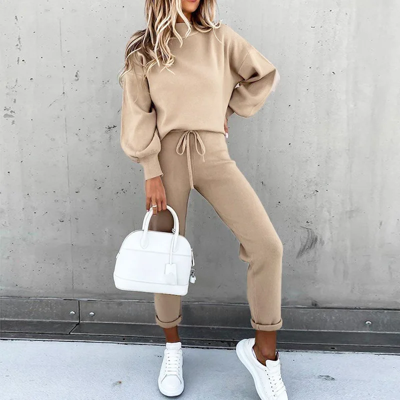 

2 Piece Set Autumn Winter Pullover Hoodie + Long Pants Sports Suit Female Sweatshirt Sportswear Suit For Woman Fashion Tracksuit
