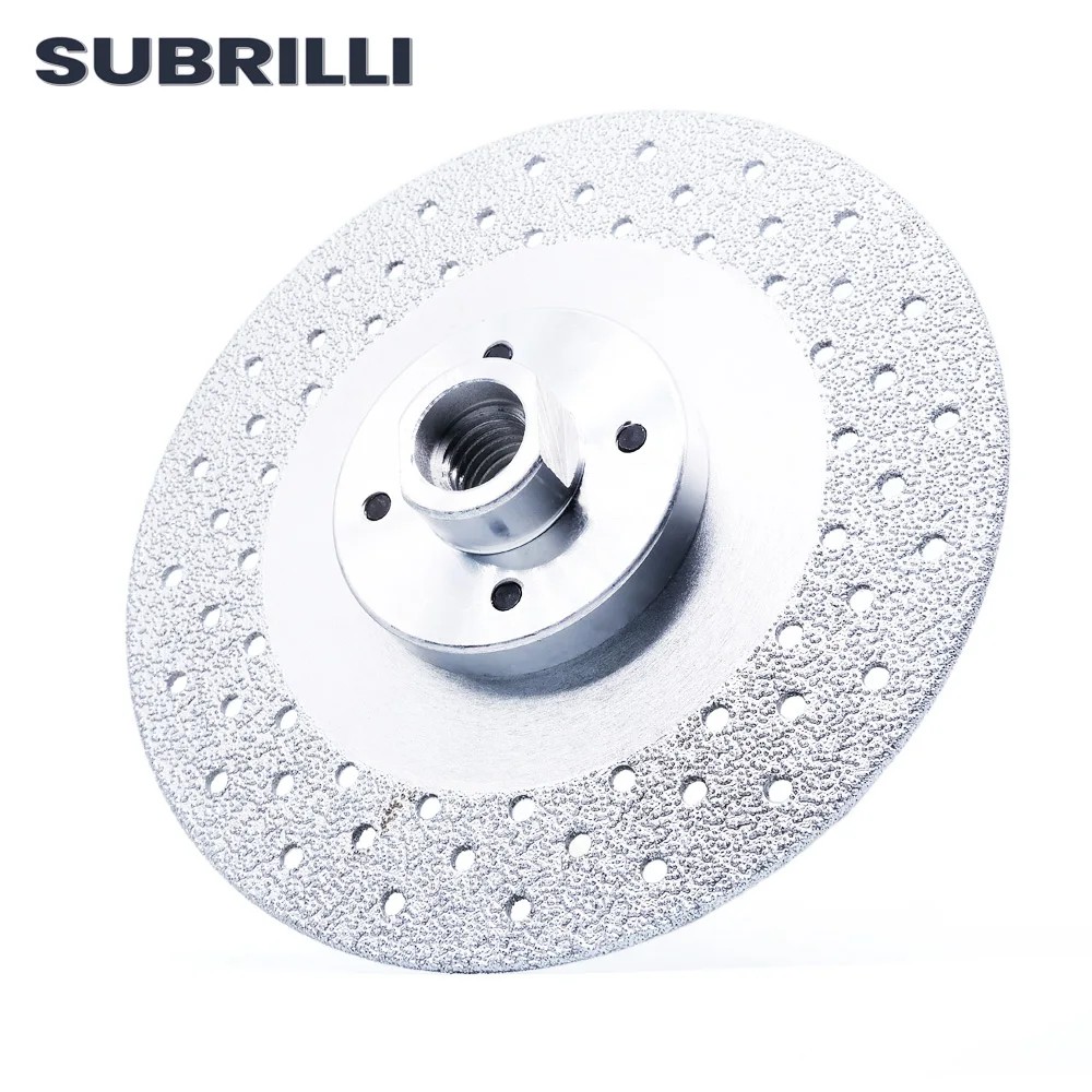 

SUBRILLI 5" Vacuum Brazed Diamond Cutting Disc 125mm Grinding Wheel Flange M14 5/8-11 Granite Marble Concrete Saw Blade Cutter