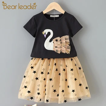 

Bear Leader Kids Girl Casual Dress New Summer Kids Girl Swan Cartoon Dress Girls Sequin Star Dresses Children Clothing for 3 7Y