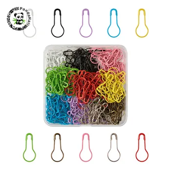 

pandahall 360pcs/Box Iron Calabash Pins Knitting Stitch Marker for Jewelry Tools Accessories Mixed Color 22x10x2mm Pin: 0.7mm
