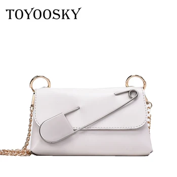 

TOYOOSKY Personality Big large pins totes handbag women designer chains flap bag cute messenger crossbody bags 2020