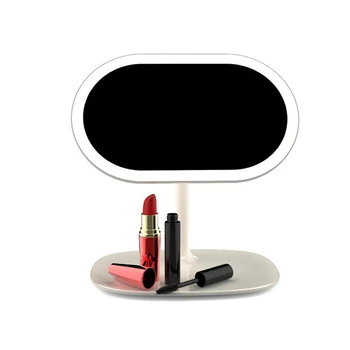 

LED make-up mirror table mirror with lamp charging Princess mirror desktop dressing mirror 360 degree rotating make-up mirror