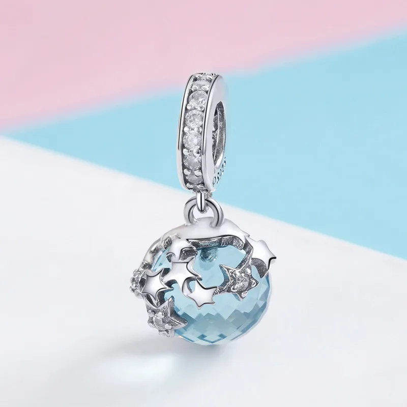 CodeMonkey высокое качество 925 пробы серебро Ослепительная звезда голубой кристалл
