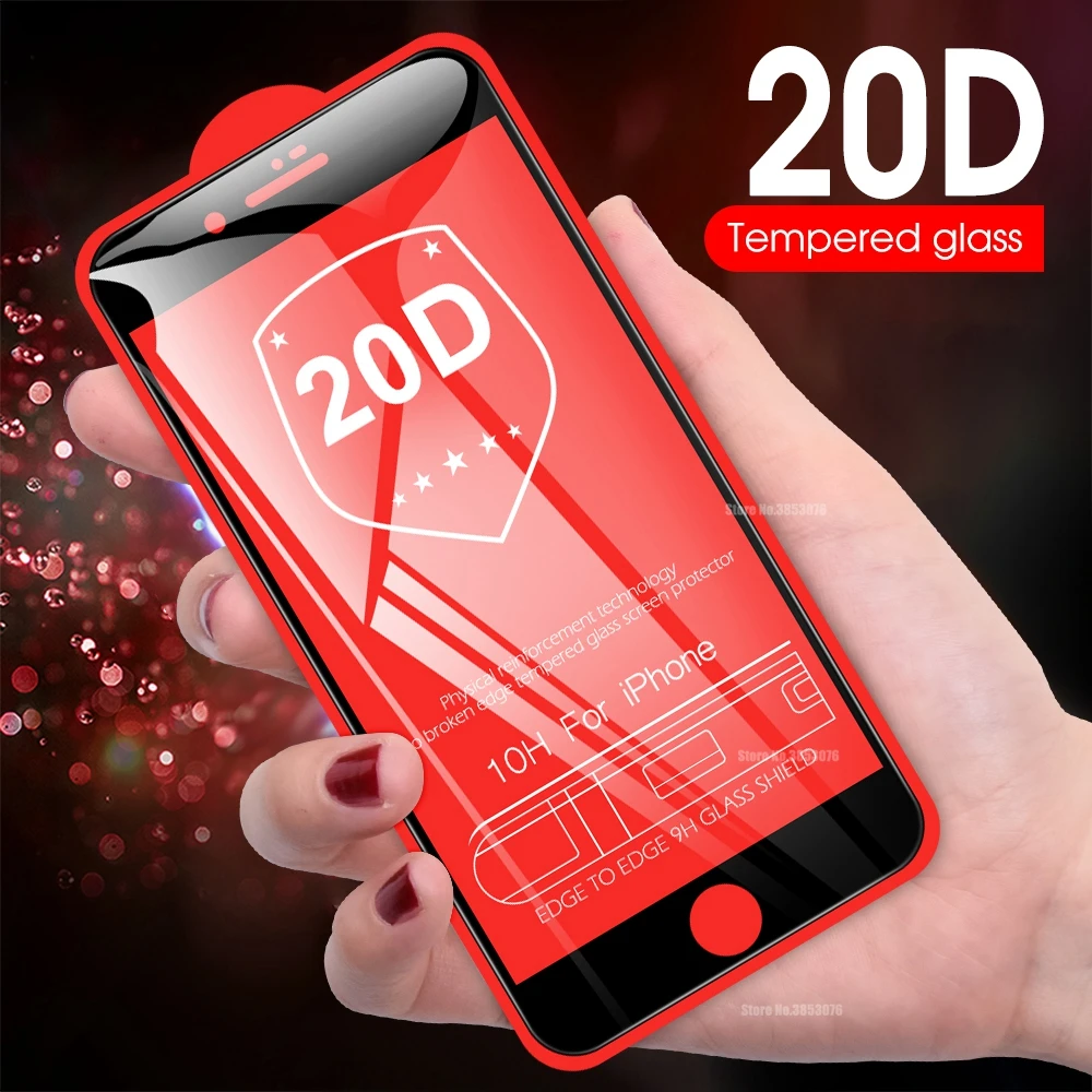 20D Защита экрана для iPhone 7 8 6 6S Plus защитное стекло изогнутое XS MAX XR X закаленное