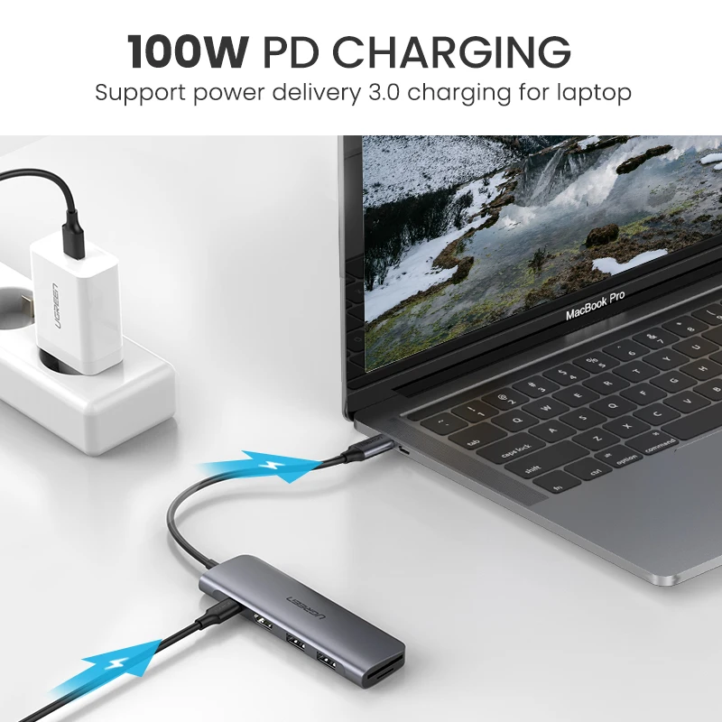 Pаспродажа Ugreen font b USB b font C HDMI кабель Тип C к HDMI концентратор адаптер font b USB b font C HDMI конвертер тип c Thunderbolt 3 док станция для MacBook Huawei Mate 30 Pro