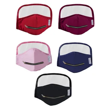 

5PC Unisex Adult Zipper Opening Design Protective Face Mask With Eyes Shield Detachable Transparent Visual Splatter Screen