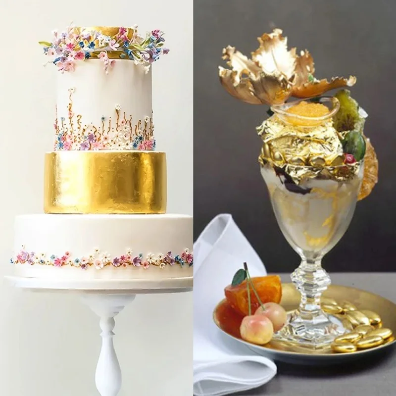 100 pcs Edible Gold Leaf Sheets For Coffee / Meat / Birthday Cake /  Decorating