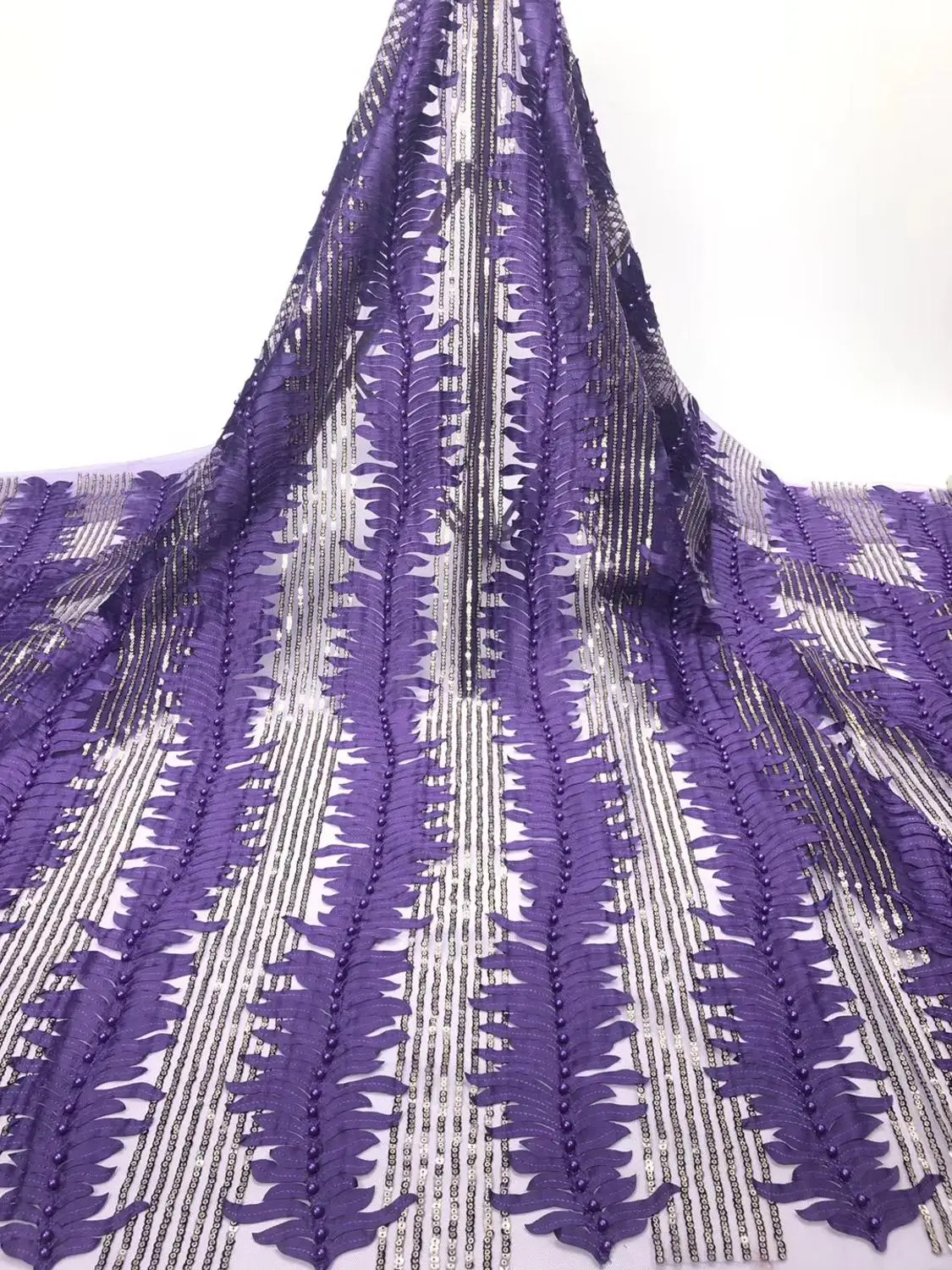 

5 yards Grayish purple Real french lace embroidery African tulle lace fabric Nigerian Ghana evening dress high quality ZP995