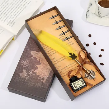 

Feather pen European style retro feather pen dip fountain pen gift set graduation season student gift business signature pen