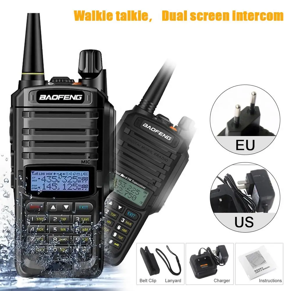 UV-9R Plus Walkie Talkie двухчастотный портативный двухсторонний Водонепроницаемый FM Регулируемый цифровой трансивер для Baofeng