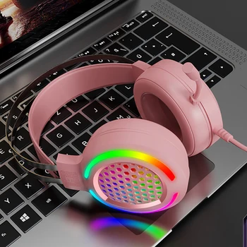 

Wired Gaming Headset 7.1 Surround Sound Stereo Earphones USB Microphone Breathable Luminous RGB Lantern For PC Gamer Headphones