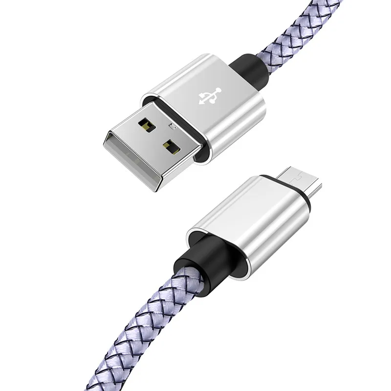 1 м Micro USB быстрая зарядка кабель Microusb для huawei samsung S7 Xiaomi Redmi Note 5 Pro Android мобильный телефон зарядное устройство Шнур данных - Цвет: Серебристый