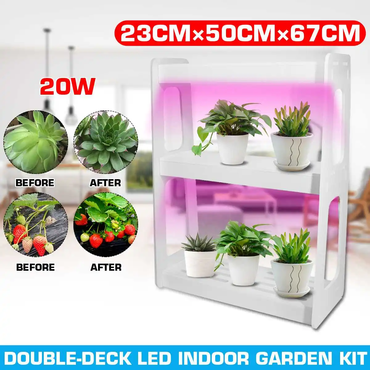 

US/EU 20W LED Full Spectrum High Efficiency Grow Lighting System Flowerpot Plant Shelf With Plant Lights Indoor Flower Rack