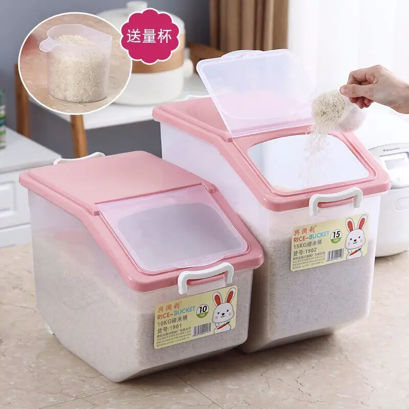 

Kitchen Household 10kg15kg-Rice Bucket Rice Storage Box Pest Control Moisture-Proof Flour Grains Rice Jar 10kg Income